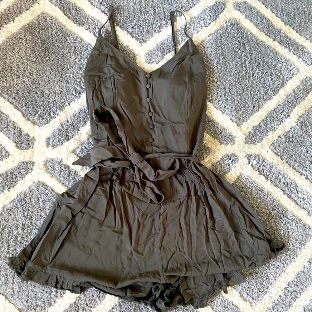 Army green romper.
